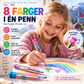 🌈 Lápis de cor 8 em 1 – oito cores intercambiáveis num único corpo compacto. Perfeito para a escola, viagens e brincadeiras criativas! ✨🎒