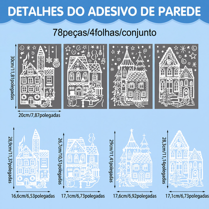 🎆Compre 2 e Ganhe 1 Grátis✨Conjunto de Adesivos de Janela de Vila de Natal