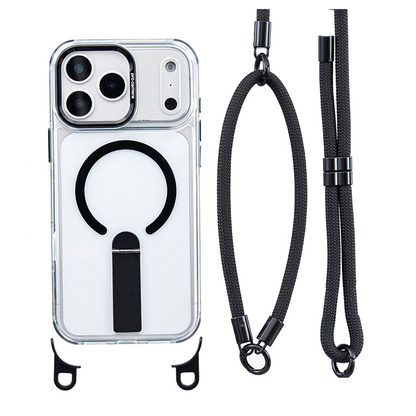 📱 -50%! 🎀 Capa multifuncional com alça para smartphone – TPU – Suporte integrado e alça ajustável de 8 mm – Compatível com iPhone 14/15/16/17 Pro/Max 🧲