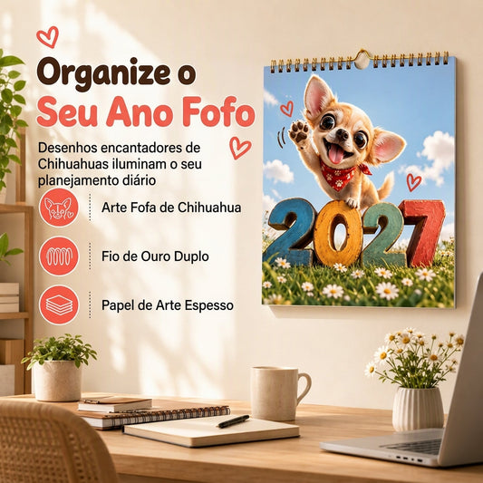 📢 📢 Desconto de 50 % no último dia🐶Calendário de parede de 12 meses com motivos de chihuahuas