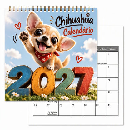 📢 📢 Desconto de 50 % no último dia🐶Calendário de parede de 12 meses com motivos de chihuahuas