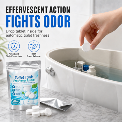 🥳💞Mais de 50 mil unidades vendidas! 🚽✨ 50% DE DESCONTO! Embalagem de 20 pastilhas refrescantes para o reservatório da sanita – a ação efervescente combate o mau cheiro e a libertação gradual mantém a limpeza constante. Não danifica o encanamento! 🧼✅