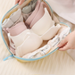 🧳💕 Organizador portátil de roupa interior para viagem – Compartimentos separados para sutiãs, cuecas e meias
