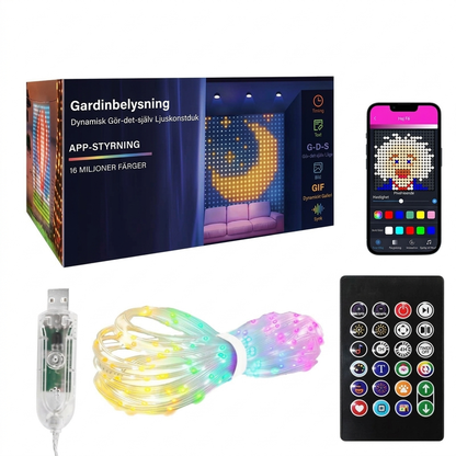🎄 PROMOÇÃO RELÂMPAGO: 50% DE DESCONTO! Guirlanda LED tipo cortina – à prova de água para interior e exterior, sincronização musical, controlo por aplicação e comando à distância, USB para um ambiente espetacular em todas as estações ✨