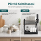 ⏰ Monikerroksinen teräksinen astiankuivauskaappi – pystysäilytys, vesikaukalo, asennus ilman työkaluja ✨
