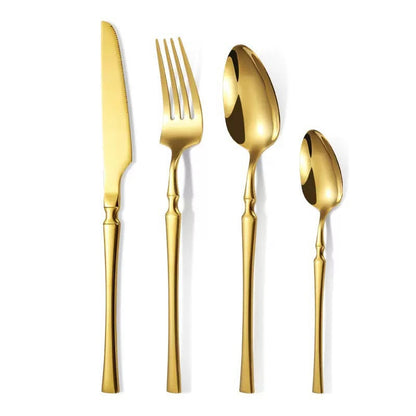 🍴 Conjuntos elegantes de talheres em aço inoxidável ✨ | Facas para bife, garfos e colheres com acabamento espelhado 🍽️ | Cabo ergonómico de secção fina, ideal para jantares e festas (conjuntos de 4 ou 24 peças) 🥂