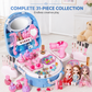 🎀 Mala Trolley de Maquilhagem 3 em 1 da Princesa ✨ | Conjunto de maquilhagem de brincar com bonecas, espelho e mais de 30 acessórios 💄 | Transforma-se numa mochila portátil e num salão de beleza com rodas 👑🧳