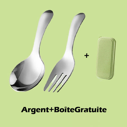 🔥 Hoje, 50 % de desconto!🍱 Conjunto compacto de colher e garfo em aço inoxidável para lancheira