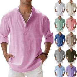 Men's linen casual long-sleeved shirt