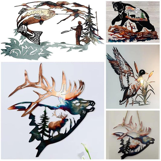 Rustic Style Wild Animals Metal Wall Decoration Art